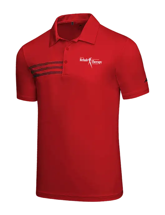 Adidas Red 3 Stripes Chest Polo w/Sports Rehab Logo