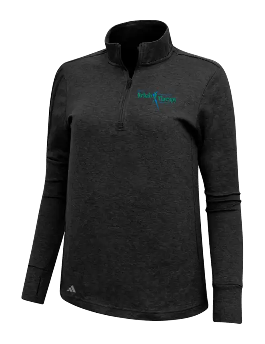 Adidas Black Melange Womens 3 Stripes Quarter Zip Sweater w/Sports Rehab Logo