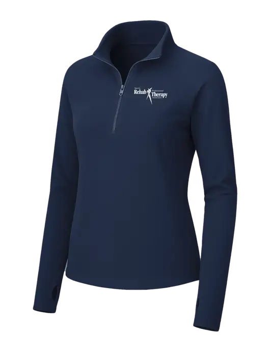Womens Navy Microfleece 1/2 Zip Pullover w/Sports Rehab Logo