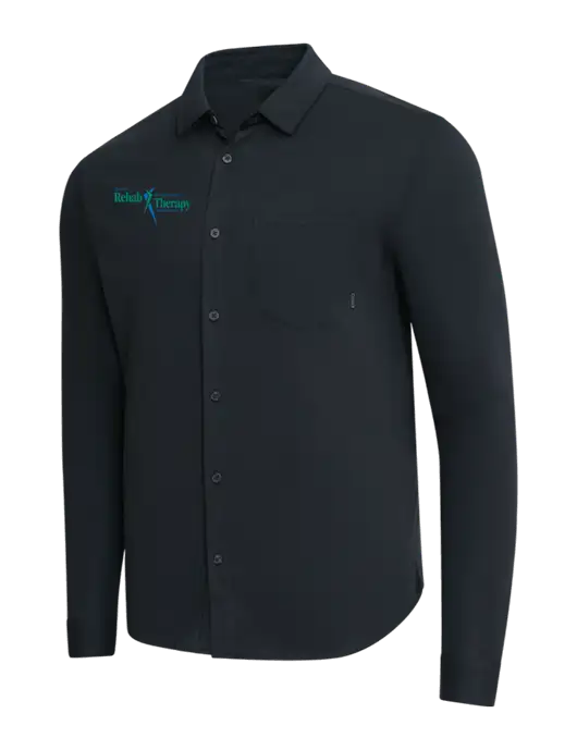 OGIO Black Extend Long Sleeve Button Up Shirt w/Sports Rehab Logo