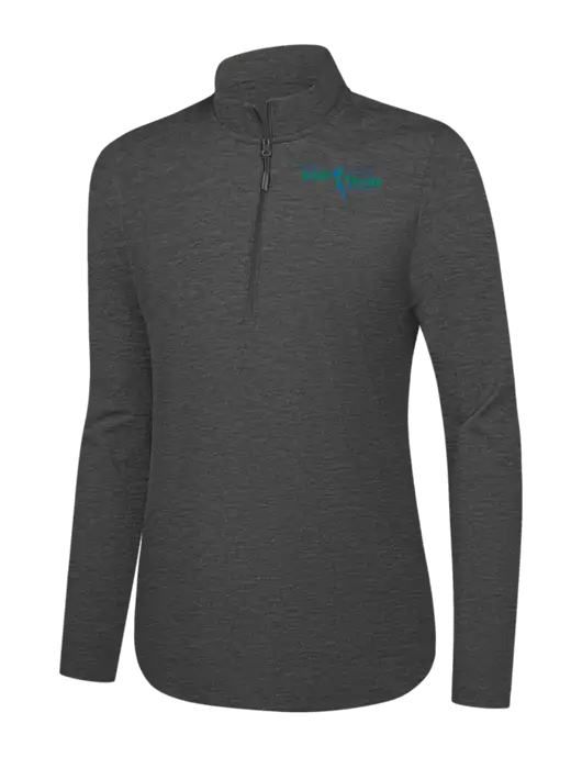  Womens Dark Grey Heather C-FREE Double Knit 1/4-Zip w/Sports Rehab Logo