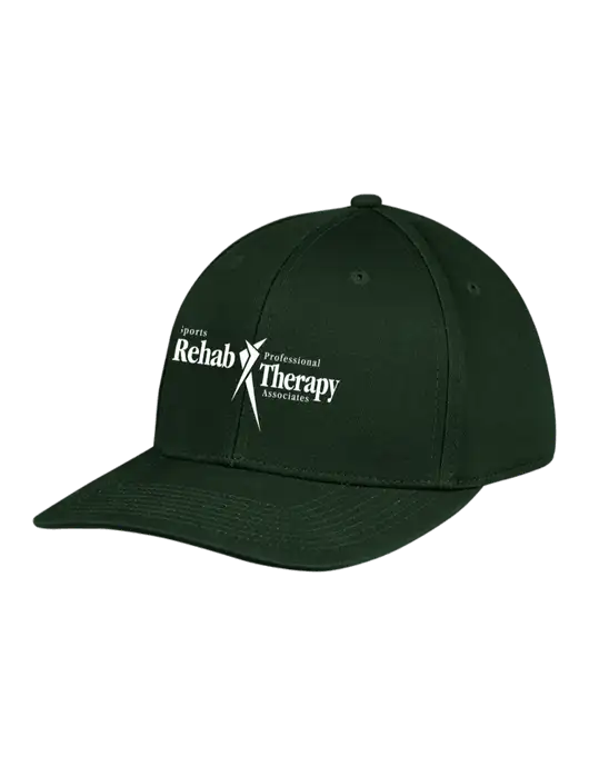 Premium Modern Structured Twill Dark Green Snapback Cap w/Sports Rehab Logo