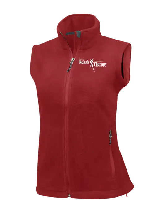 Red Womens Fleece Vest w/Sports Rehab Logo