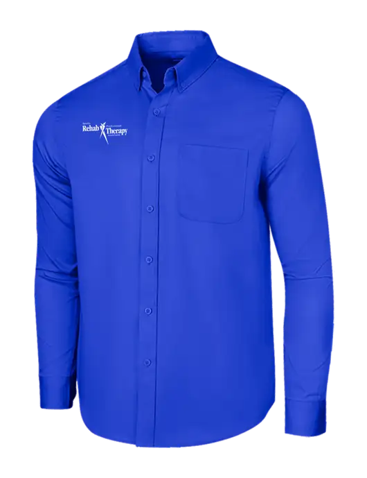 Long Sleeve Dark Royal Superpro React Twill Shirt w/Sports Rehab Logo