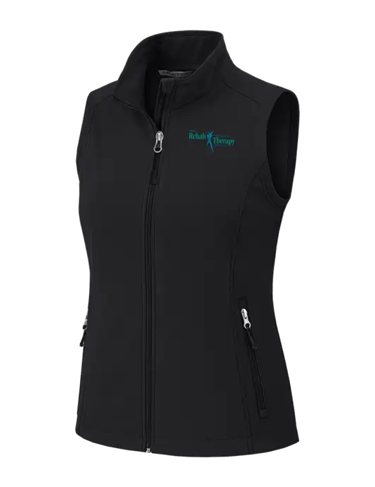 Black Womens Core Soft Shell Vest w/Sports Rehab Logo
