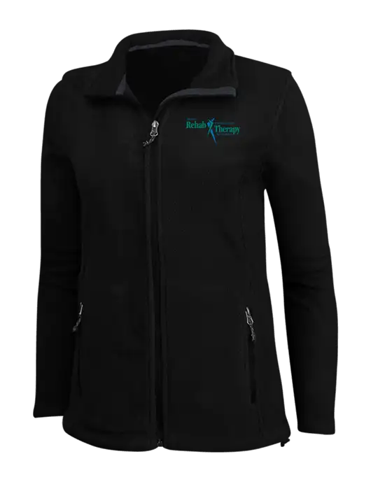 Womens Black Fleece Jacket w/Sports Rehab Logo