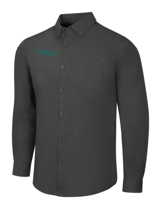 Dark Grey Long Sleeve Carefree Poplin Shirt w/Sports Rehab Logo