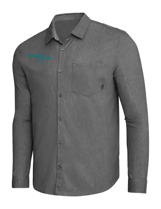 OGIO Dark Grey Heather Extend Long Sleeve Button Up Shirt w/Sports Rehab Logo