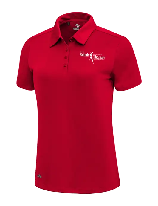 Adidas Red Womens Ultimate Solid Polo w/Sports Rehab Logo