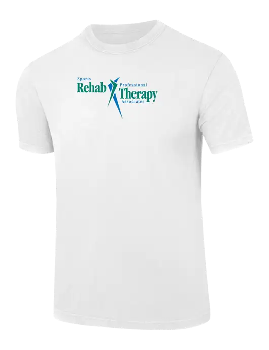 Comfort Colors 6.1 oz White Heavyweight Ring Spun T-Shirt w/Sports Rehab Logo
