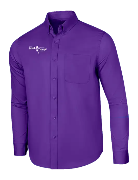 Long Sleeve Purple Superpro React Twill Shirt w/Sports Rehab Logo