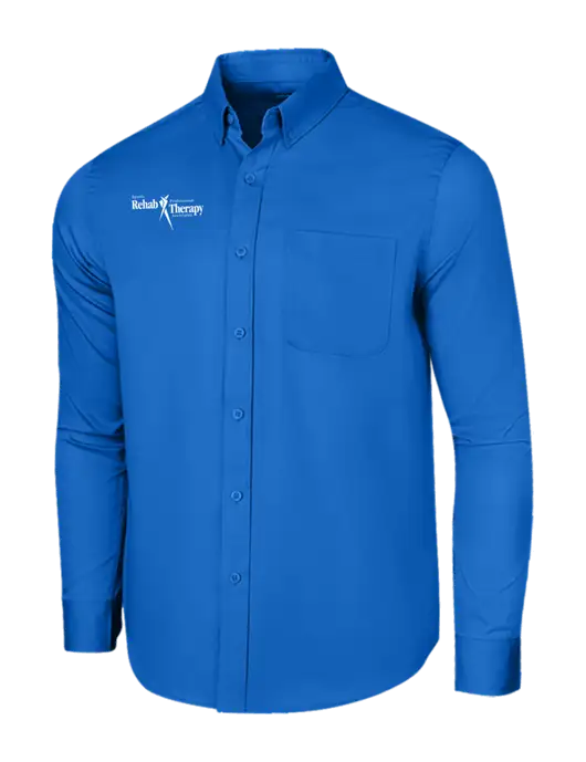 Long Sleeve Royal Blue Superpro React Twill Shirt w/Sports Rehab Logo
