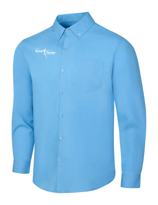 Carolina Blue Long Sleeve Carefree Poplin Shirt w/Sports Rehab Logo