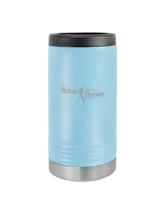 Polar Camel Powder Coated Light Blue Vacuum Insulated Slim Beverage Holder w/Sports Rehab Logo