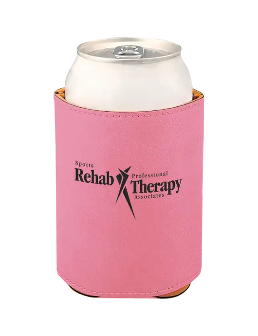 Pink Leatherette Beverage Holder w/Sports Rehab Logo