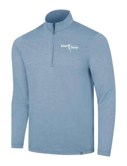 TravisMathew Light Blue Heather Coveside ¼-Zip w/Sports Rehab Logo