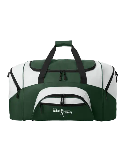 Standard Colorblock Dark Green/Light Grey Sport Duffel w/Sports Rehab Logo