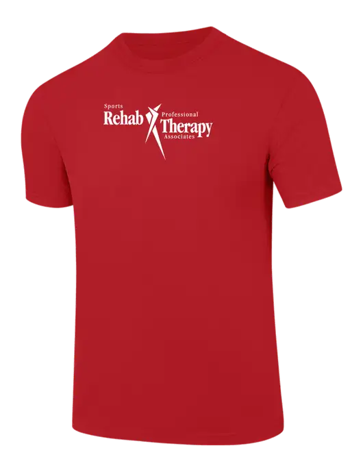 Comfort Colors 6.1 oz Red Heavyweight Ring Spun T-Shirt w/Sports Rehab Logo