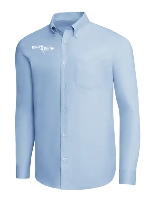 Brooks Brothers Light Blue Wrinkle-Free Stretch Pinpoint Shirt w/Sports Rehab Logo