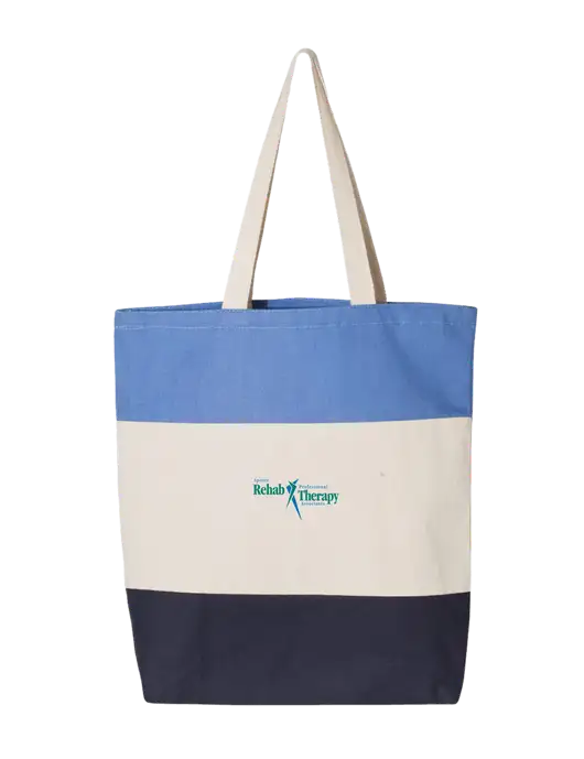 Light Blue/Natural/Navy Tri-Color Tote  w/Sports Rehab Logo