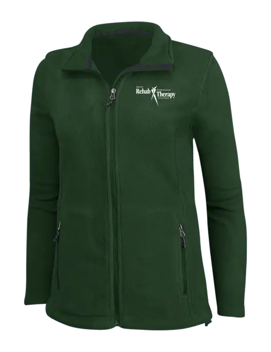 Womens Fleece Dark Green Jacket w/Sports Rehab Logo