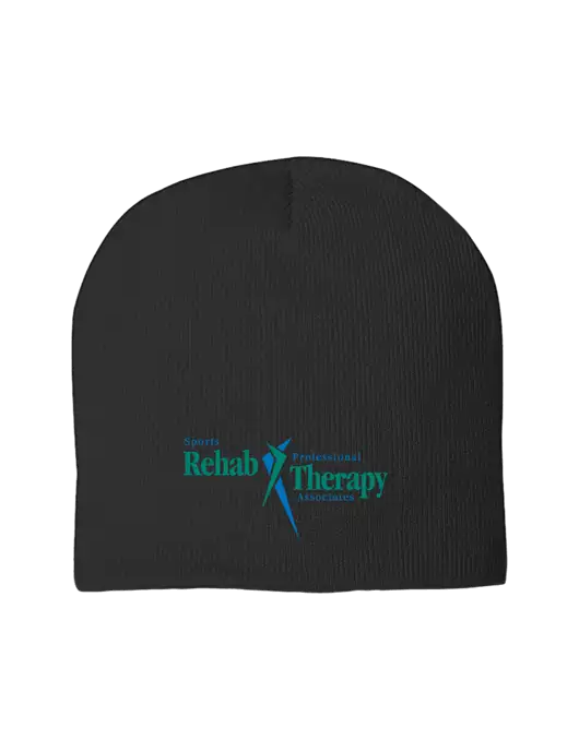Solid Black Element Knit Beanie w/Sports Rehab Logo