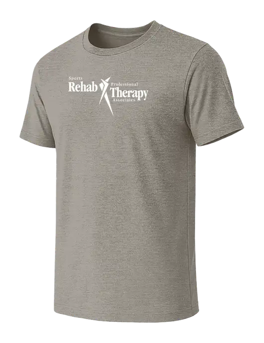 BELLA+CANVAS Heather Medium Brown CVC Short Sleeve Tee w/Sports Rehab Logo