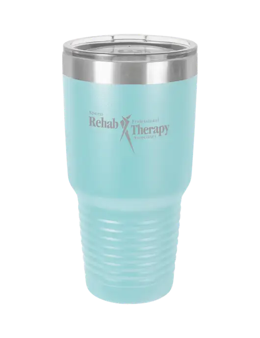 Polar Camel 30 oz Powder Coated Light Blue Vacuum Insulated Tumbler w/Sports Rehab Logo