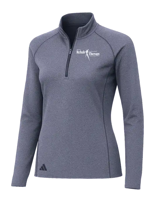 Adidas Womens Navy Melange Space Dyed Quarter-Zip Pullover  w/Sports Rehab Logo