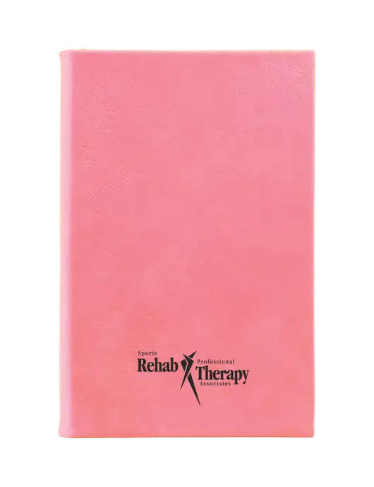 Pink Leatherette 5.25 x 8.25 Journal w/Sports Rehab Logo