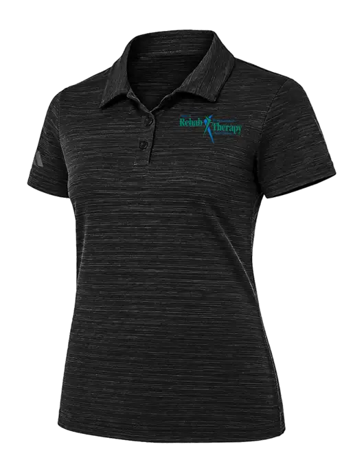 Adidas Womens Black Textured Stripe Polo w/Sports Rehab Logo