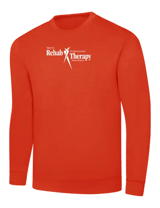 Orange 7.8 oz Ring Spun Crew Sweatshirt w/Sports Rehab Logo