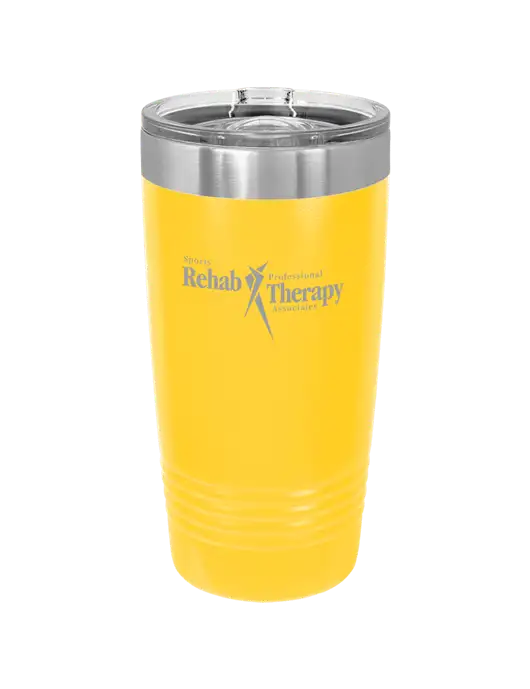 Polar Camel 20 oz Powder Coated Yellow Vacuum Insulated Tumbler w/Sports Rehab Logo