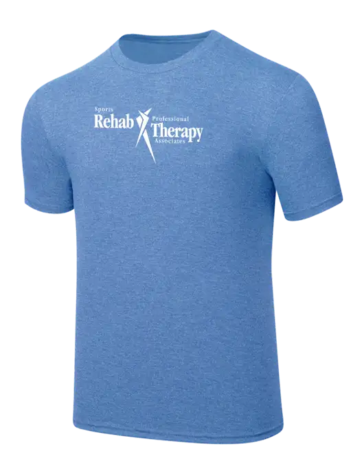 Simply Soft Carolina Blue Frost 4.5oz  Poly/Combed Ring Spun Cotton T-Shirt w/Sports Rehab Logo