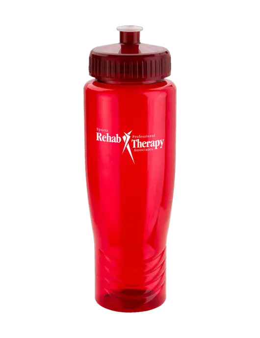 Roam Red 28 oz Eco-Polyclear Bottle with Push Pull Lid w/Sports Rehab Logo