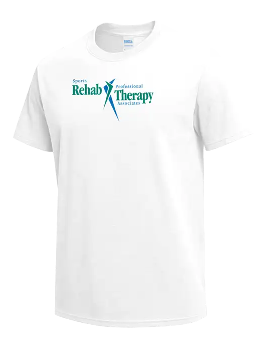 White Heavyweight 6.1 oz T-Shirt w/Sports Rehab Logo