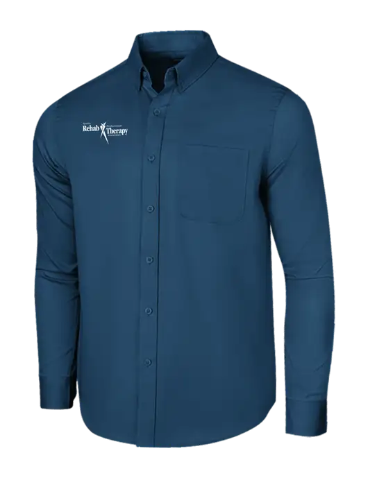 Long Sleeve Light Navy Superpro React Twill Shirt w/Sports Rehab Logo