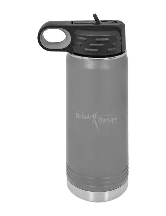 Polar Camel 20 oz Powder Coated Grey Vacuum Insulated Water Bottle w/Sports Rehab Logo