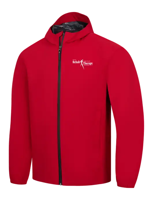 Red Essential Rain Jacket w/Sports Rehab Logo