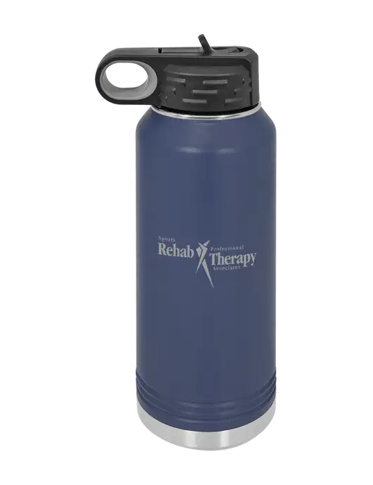 Polar Camel 32 oz Powder Coated Navy Vacuum Insulated Water Bottle w/Sports Rehab Logo