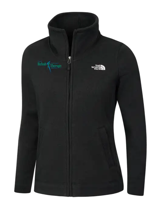 North Face Womens Black Heather Sweater Fleece Jacket w/Sports Rehab Logo