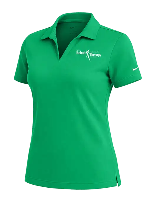 NIKE Kelly Green Womens Dri-Fit Micro Pique Polo w/Sports Rehab Logo