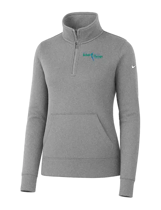 Nike Womens Light Grey Heather Club Fleece Sleeve Swoosh 1/2-Zip w/Sports Rehab Logo
