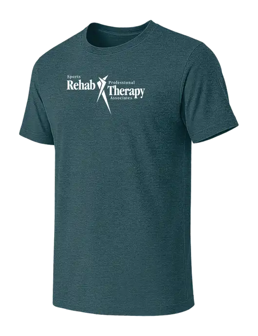 BELLA+CANVAS Heather Dark Teal CVC Short Sleeve Tee w/Sports Rehab Logo