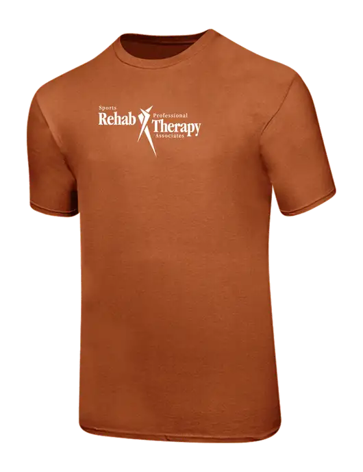 Ring Spun Burnt Orange 4.5 oz T-Shirt w/Sports Rehab Logo