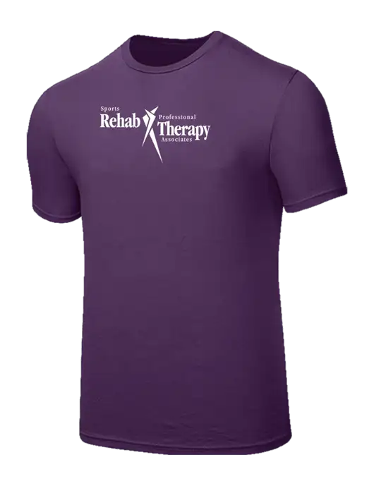 Seriously Soft Eggplant Purple T-Shirt w/Sports Rehab Logo