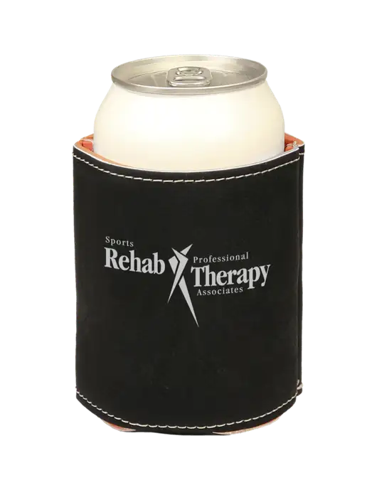 Black Leatherette Beverage Holder w/Sports Rehab Logo