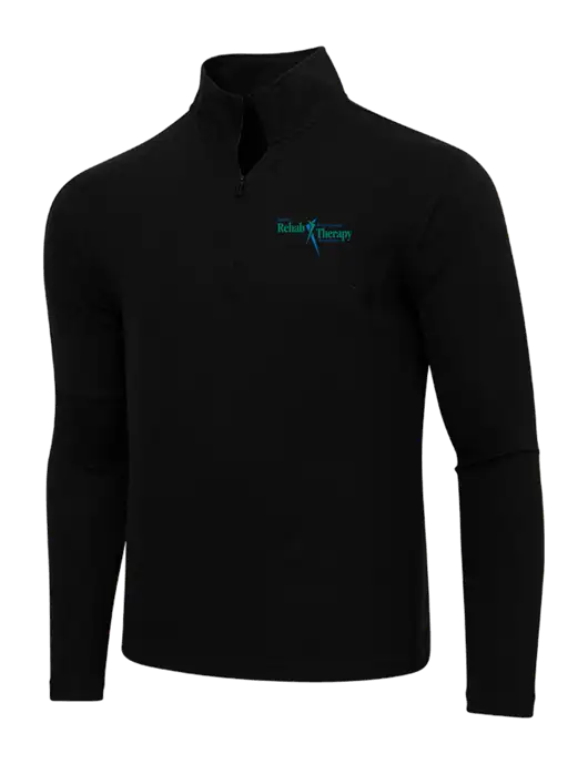 Adidas  Black Melange 3 Stripes Quarter Zip Sweater w/Sports Rehab Logo