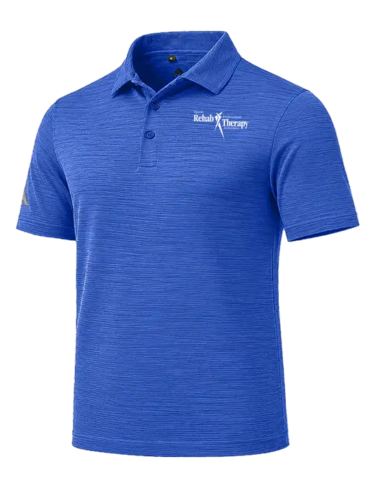 Adidas Royal Textured Stripe Polo w/Sports Rehab Logo