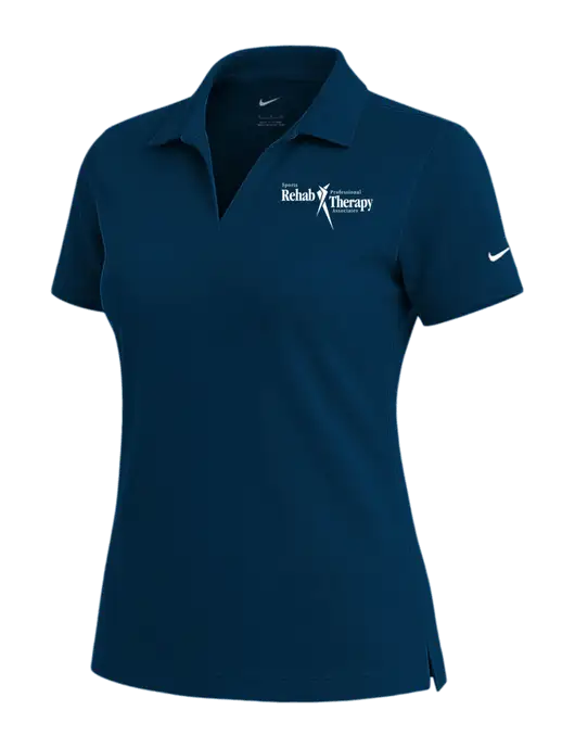 NIKE Navy Womens Dri-Fit Micro Pique Polo w/Sports Rehab Logo